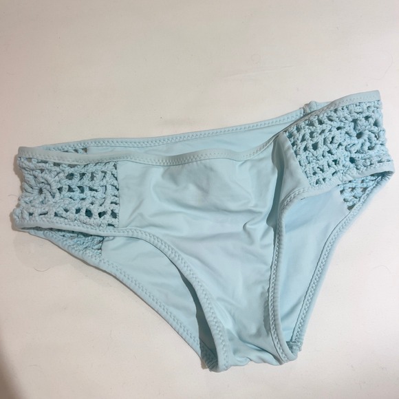Frankies Bikinis Other - Frankies Bikinis Light Blue Crochet Macrame Side Bikini Bottoms Medium